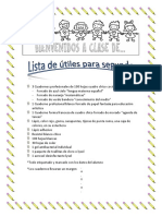 Lista de Utiles SEGUNDO