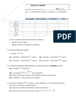 Ficha de Trabalho Monómios