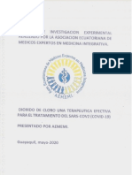 Covid-19 Ensayo clinico preliminar en Ecuador de CDS Oral e intravenoso de la asociacion medica de AEMEMI