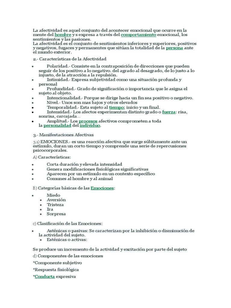 La Afectividad | PDF | Las emociones | Estado de ánimo (psicología)