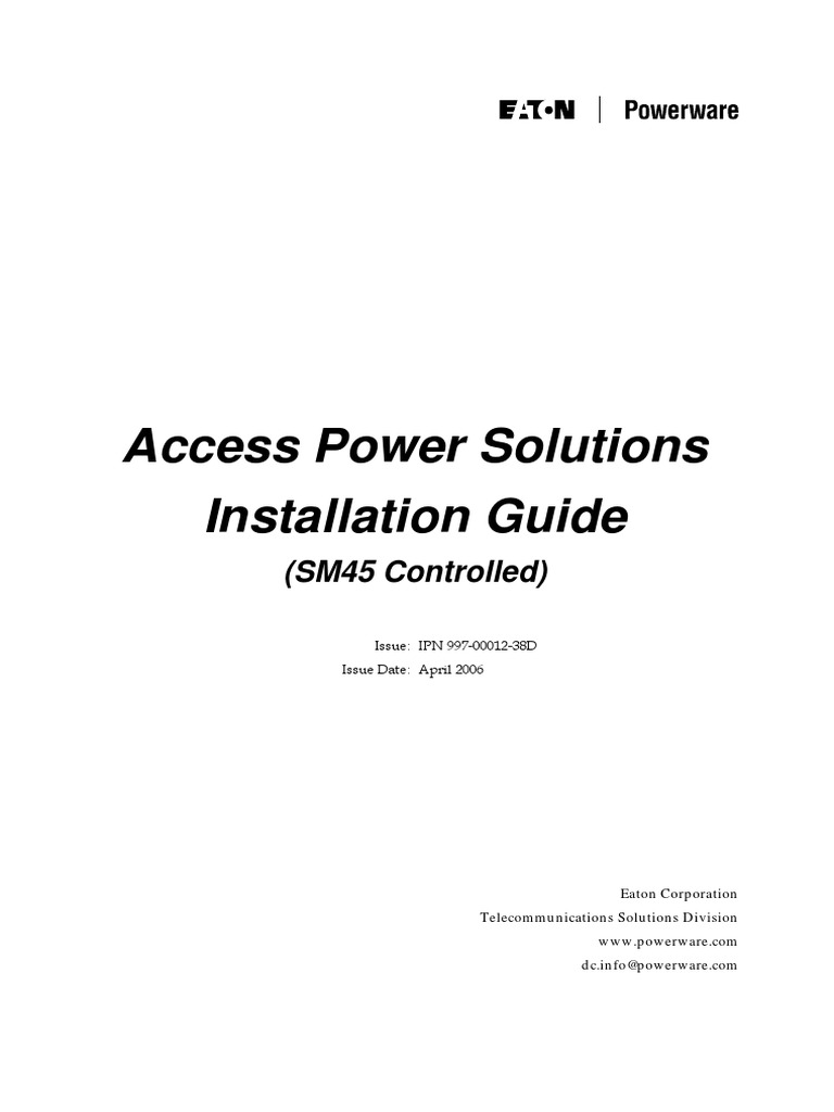 Access Power Solutions Installation Guide (SM45 Controlled) PDF Rectifier Alternating Current