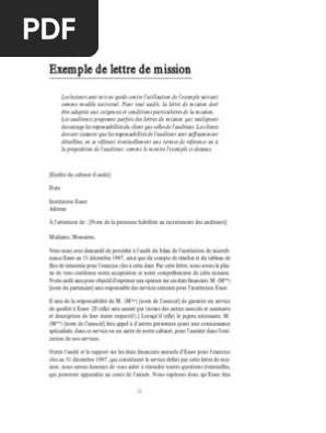 Exemple De Lettre De Mission Daudit Interne - Le Meilleur 