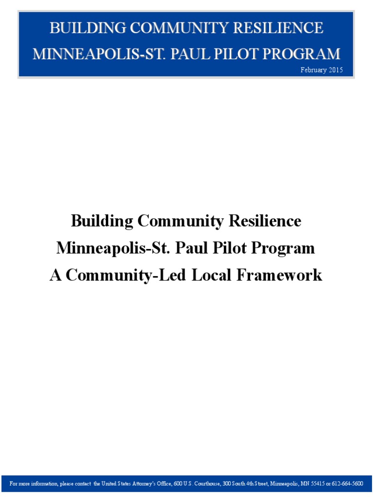 Building Community Resilience Minneapolis-St. Paul Pilot Program A ...