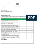 Cot - Rpms Teacher I-III Rating Sheet: Subject & Grade Level Taught: Observation Period