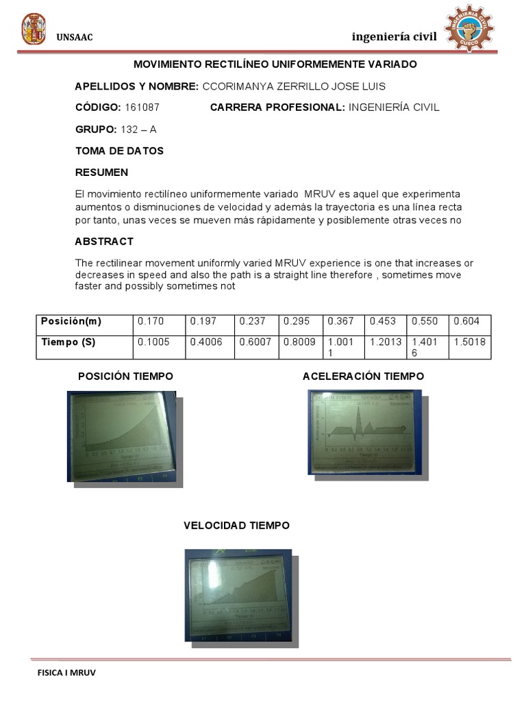 MRUV | PDF | Aceleración | Velocidad