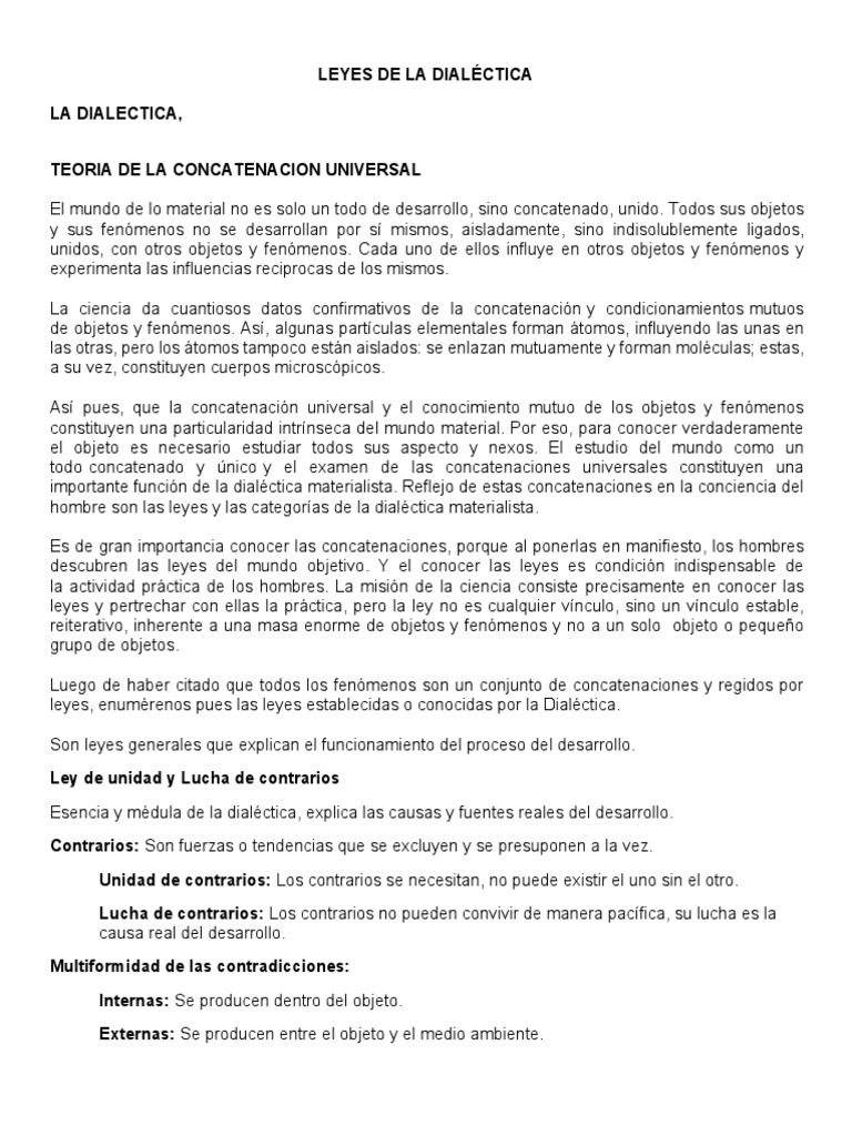 Leyes De La Dialectica Pdf Dialéctico Materialismo
