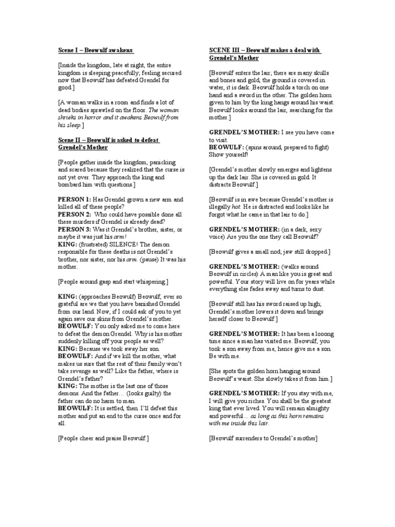 Beowulf Script (Based From Movie) | PDF | Beowulf