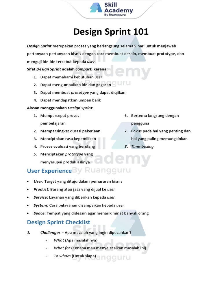 Panduan Lengkap Design Sprint 101 | PDF | Karier & Perkembangan | Seni