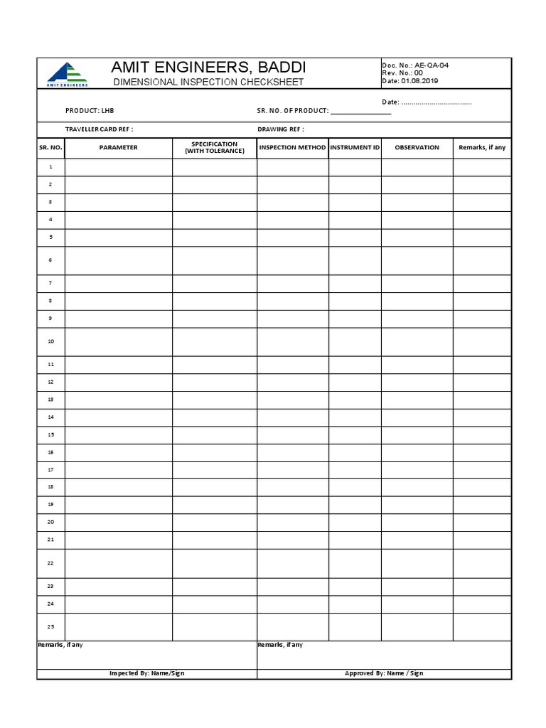 AE-QA-04 - Dimensional Inspection Report | PDF