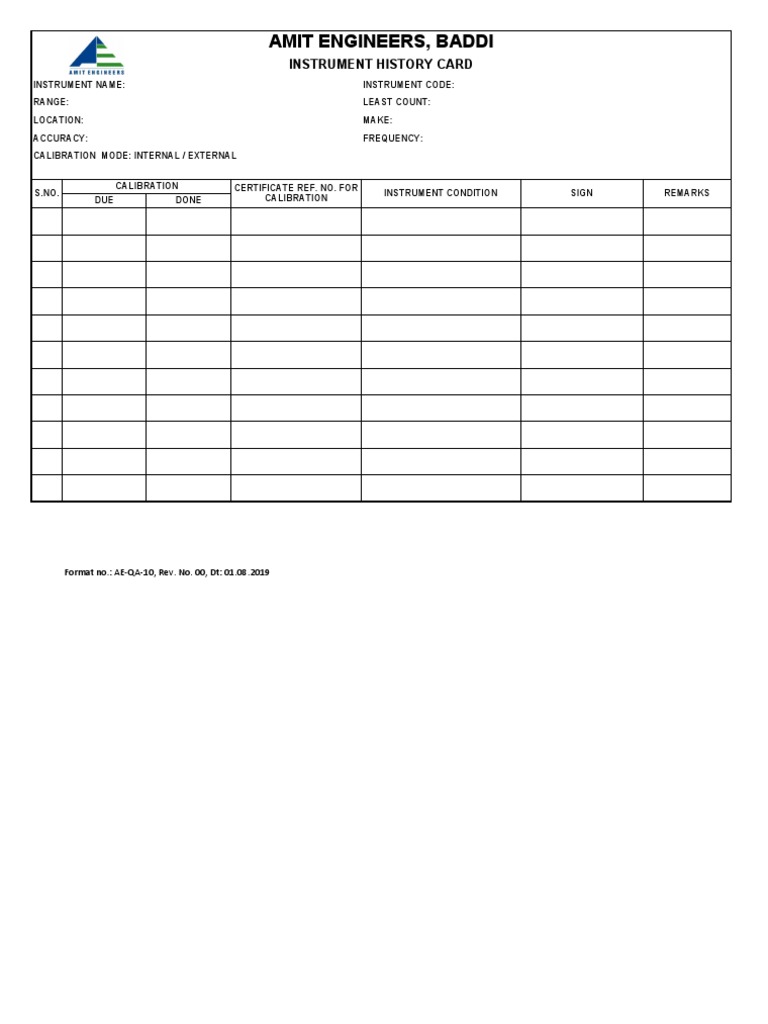 AEQA10 Instrument History Card PDF