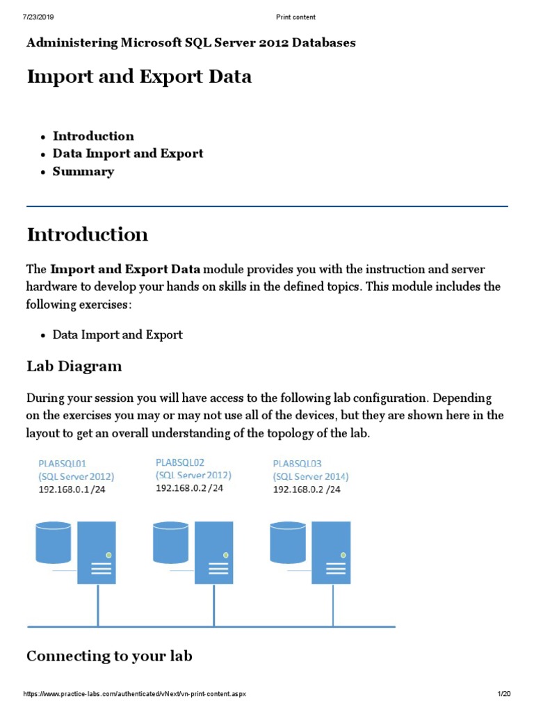 Import and Export Data: Lab Diagram | Download Free PDF | Microsoft Sql ...