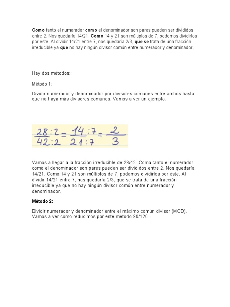 Como Simplificar Una Fraccion Pdf