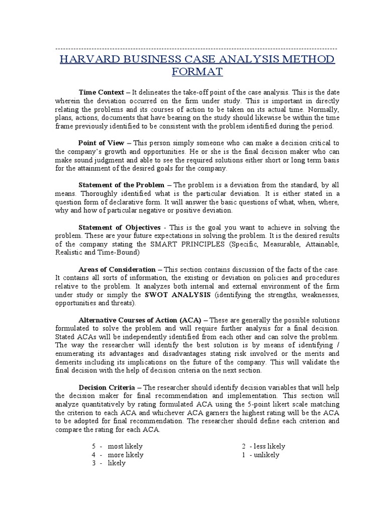 Harvard Business Case Analysis Method Format | PDF | Swot Analysis