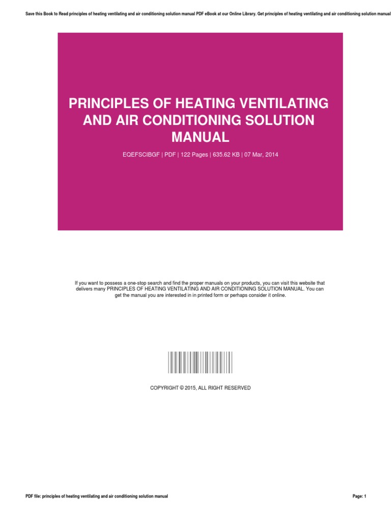 Principles of Heating Ventilating and Air Conditioning Solution Manual