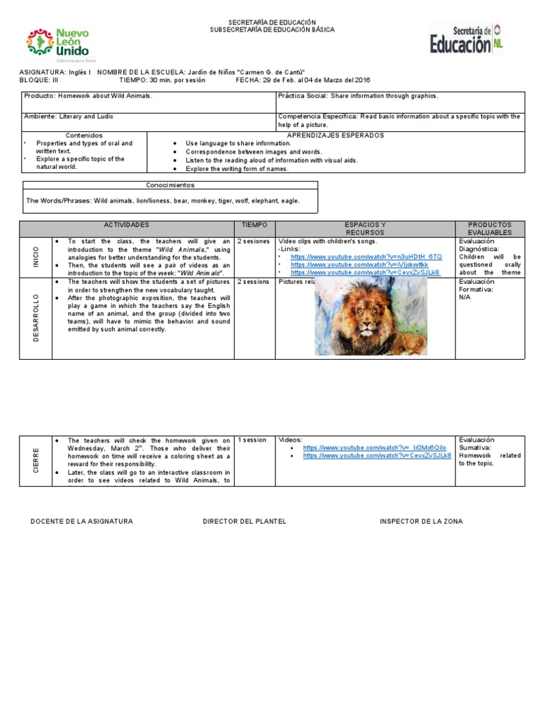 Wild Animals Lesson Plan for Kids | PDF | Human Communication | Semiotics