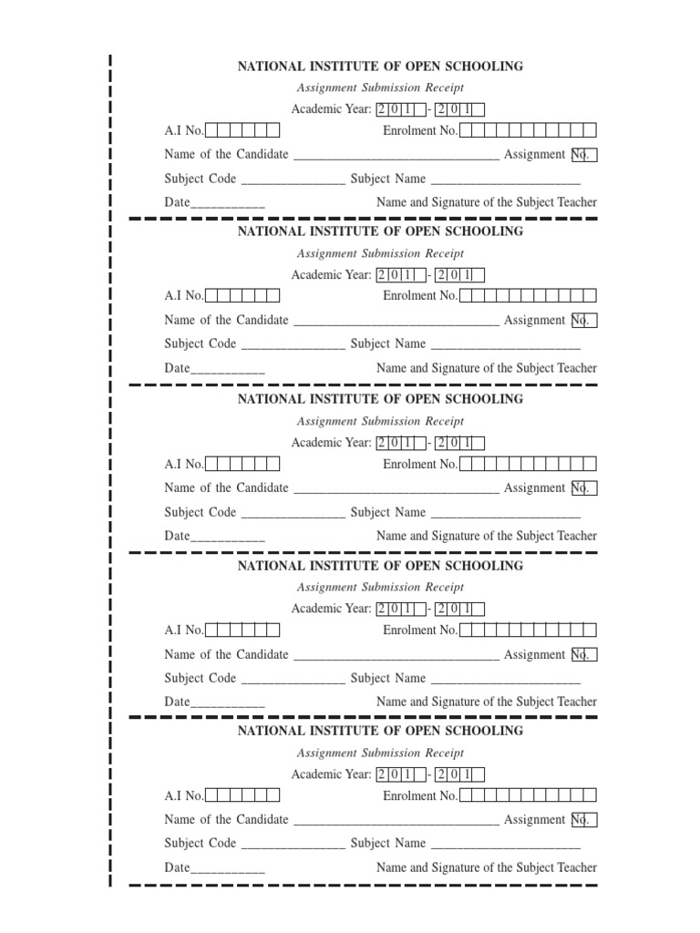 NIOS Assignment Submission Receipt | PDF | Career & Growth | Finance ...