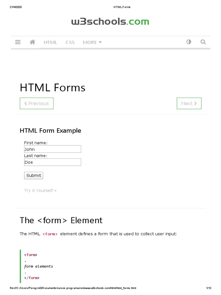 HTML Forms PDF | PDF | Web Development | Software