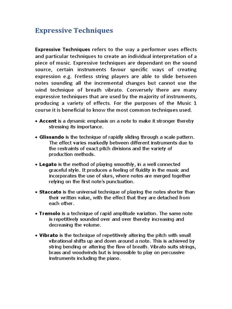 Expressive Techniques and Musical Texture | PDF | String Instruments ...