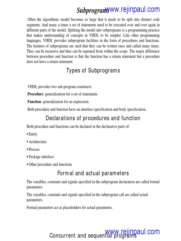 VHDL PDF | PDF | Subroutine | Parameter (Computer Programming)