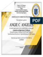 Angie C. Angeles: Certificate On Committee Involvement