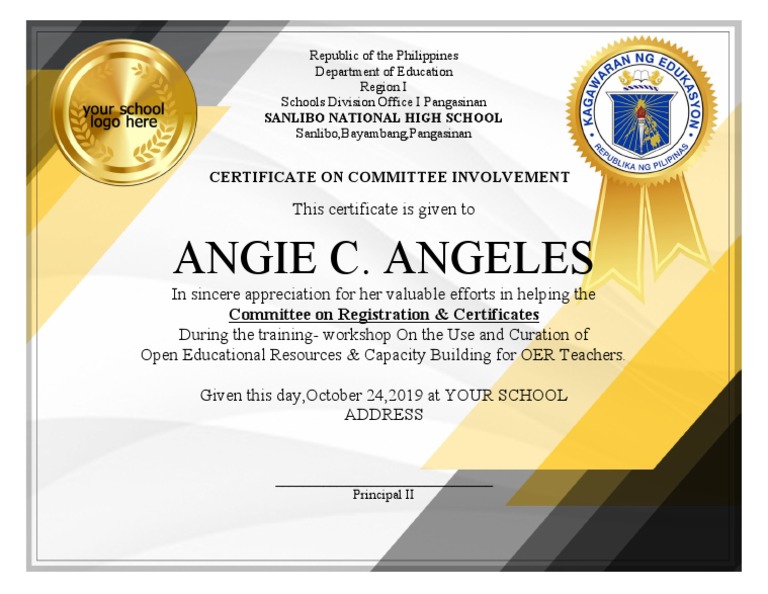 Certificate of Committee Involvement | PDF | Wellness