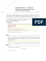 Training Assignment 1 2015-03-24 NUMA22: Computational Mathematics