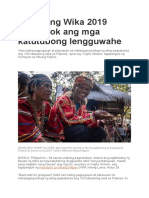 Buwan NG Wika 2019 Itatampok Ang Mga Katutubong Lengguwahe
