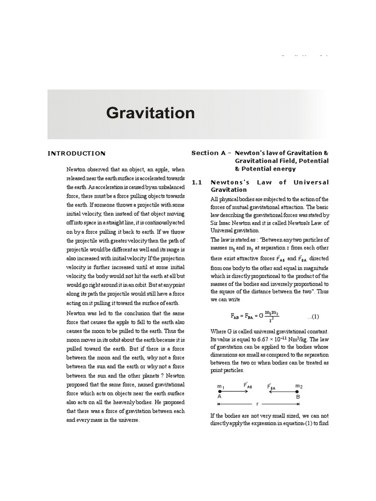 Gravitation | PDF | Gravity | Force