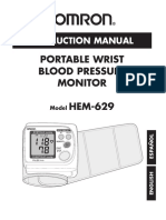 Portable Wrist Blood Pressure Monitor HEM-629: Instruction Manual