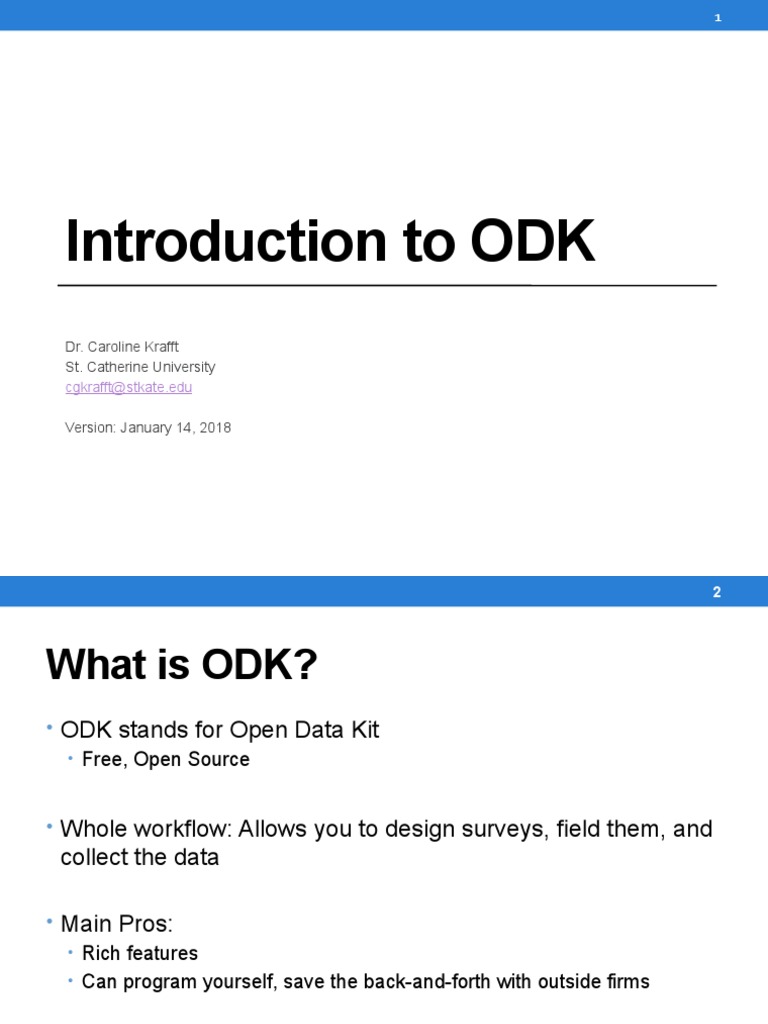 Introduction To Odk Dr Caroline Krafft St Catherine University Pdf