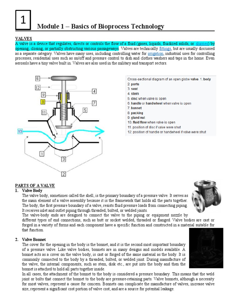 Module 1 - Basics of Bioprocess Technology: Valves | PDF | Valve | Actuator
