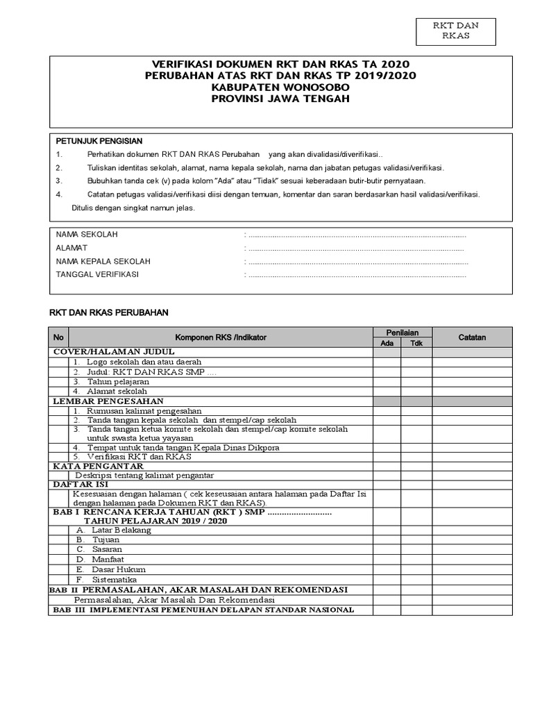RKT dan RKAS SMP 2019/2020 | PDF