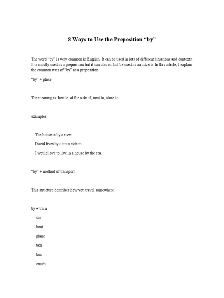 8 Uses of the Preposition 