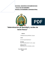 Determinación densidad y acidez leche