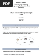 Object-Oriented Programming in Java: College of Science Department of Computer Programing Fundamentals (Java) First Stage