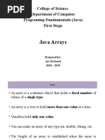 Java Arrays: College of Science Department of Computer Programing Fundamentals (Java) First Stage