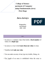 Java Arrays: College of Science Department of Computer Programing Fundamentals (Java) First Stage