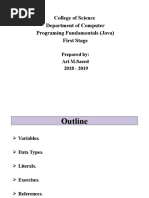 College of Science Department of Computer Programing Fundamentals (Java) First Stage