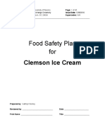 Food Safety Plan For: Clemson Ice Cream