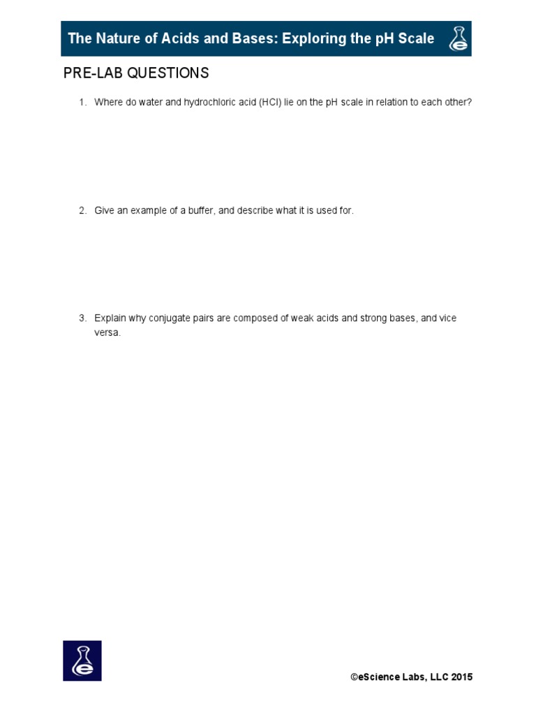 Pre-Lab Questions: The Nature of Acids and Bases: Exploring The PH ...