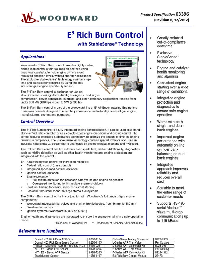 B E3 Rich-Burn Gas Engine Control System | PDF | Engines | Mechanical ...