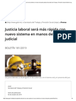 Justicia Laboral Será Más Rápida Con Nuevo Sistema en Manos Del Poder Judicial - Secretaría Del Trabajo y Previsión Social - Gobierno - Gob - MX PDF