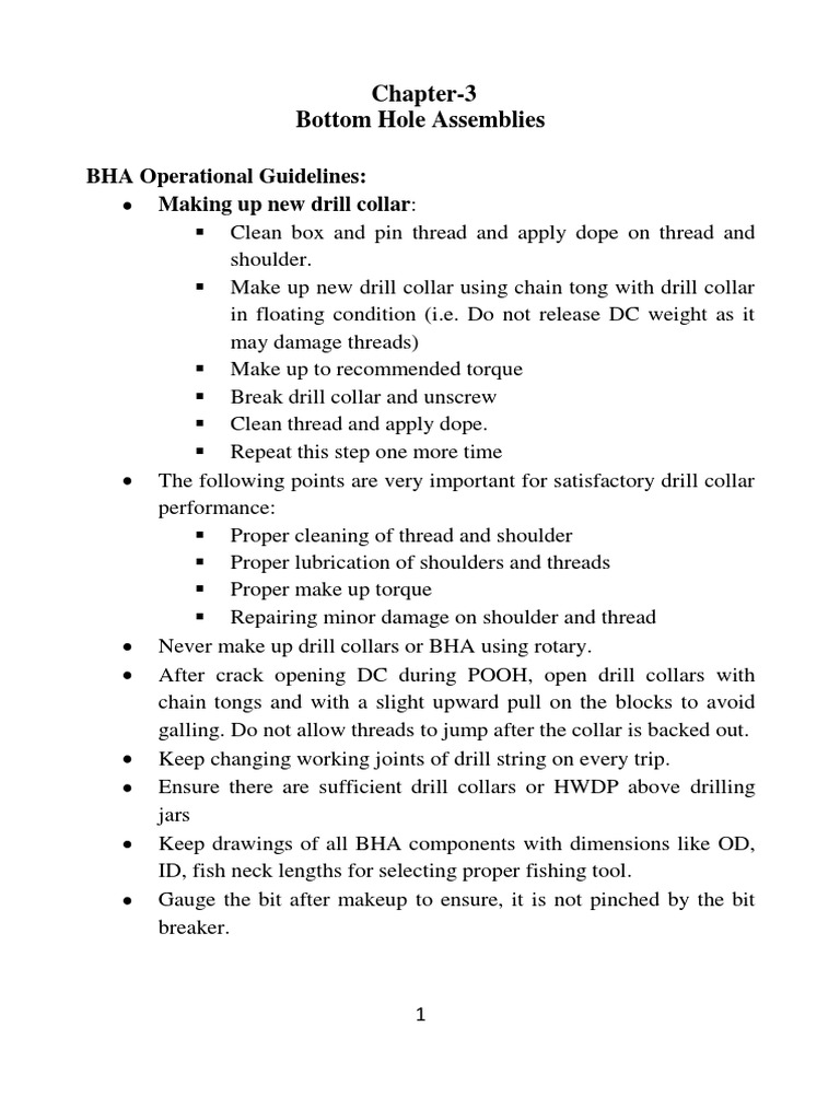 BHA Operational Guidelines and Design | PDF | Industrial Processes | Tools
