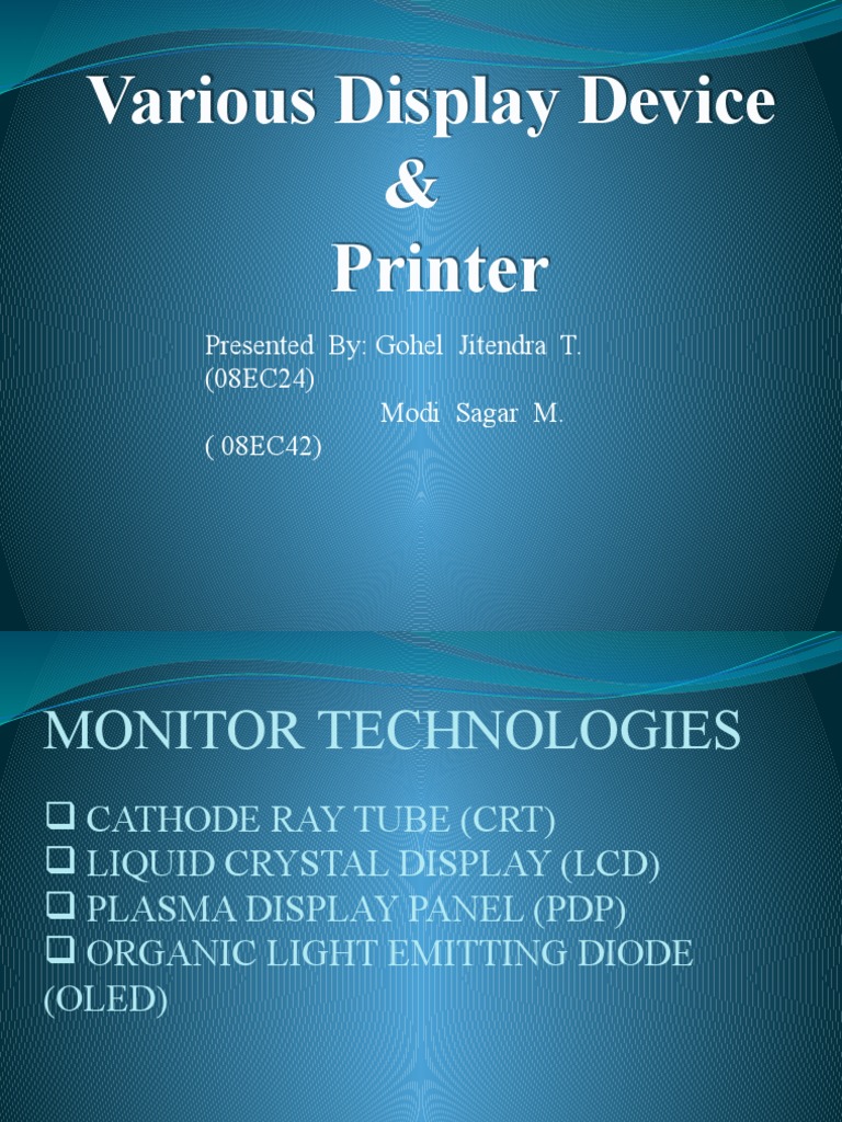 Display Device & Printer | PDF | Computer Monitor | Liquid Crystal Display