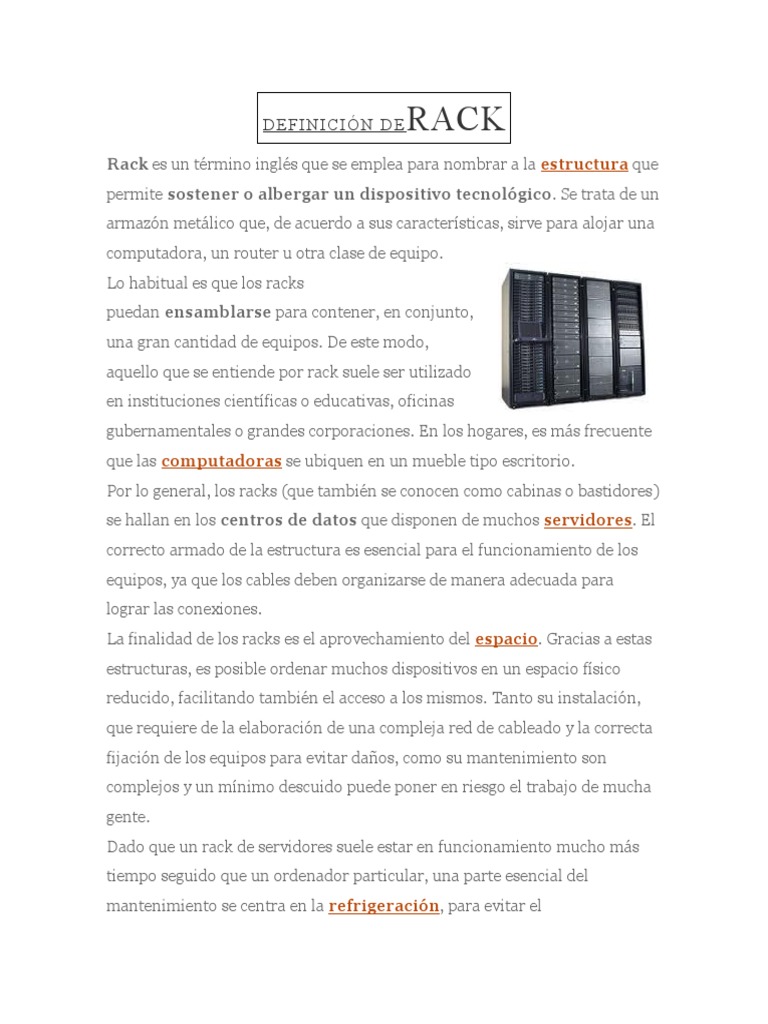 DEFINICIÓN DE RACK PDF