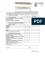 Formato de supervisión de manejo de RPBI en la Facultad de Medicina de la Universidad Autónoma de Yucatán