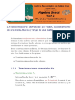 2.4 Transformaciones Elementales Por Reglón, Escalonamiento de Una Matriz. Núcleo y Rango de Una Matriz PDF