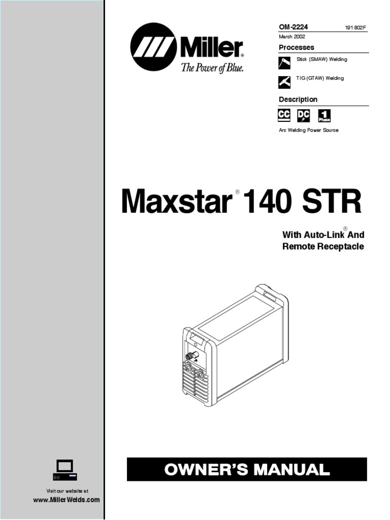 Maxstar 140 STR With AutoLink and Remote Receptacle PDF Welding
