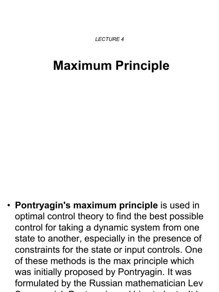 Pontryagin Maximum Principle Analysis | PDF | Optimal Control ...