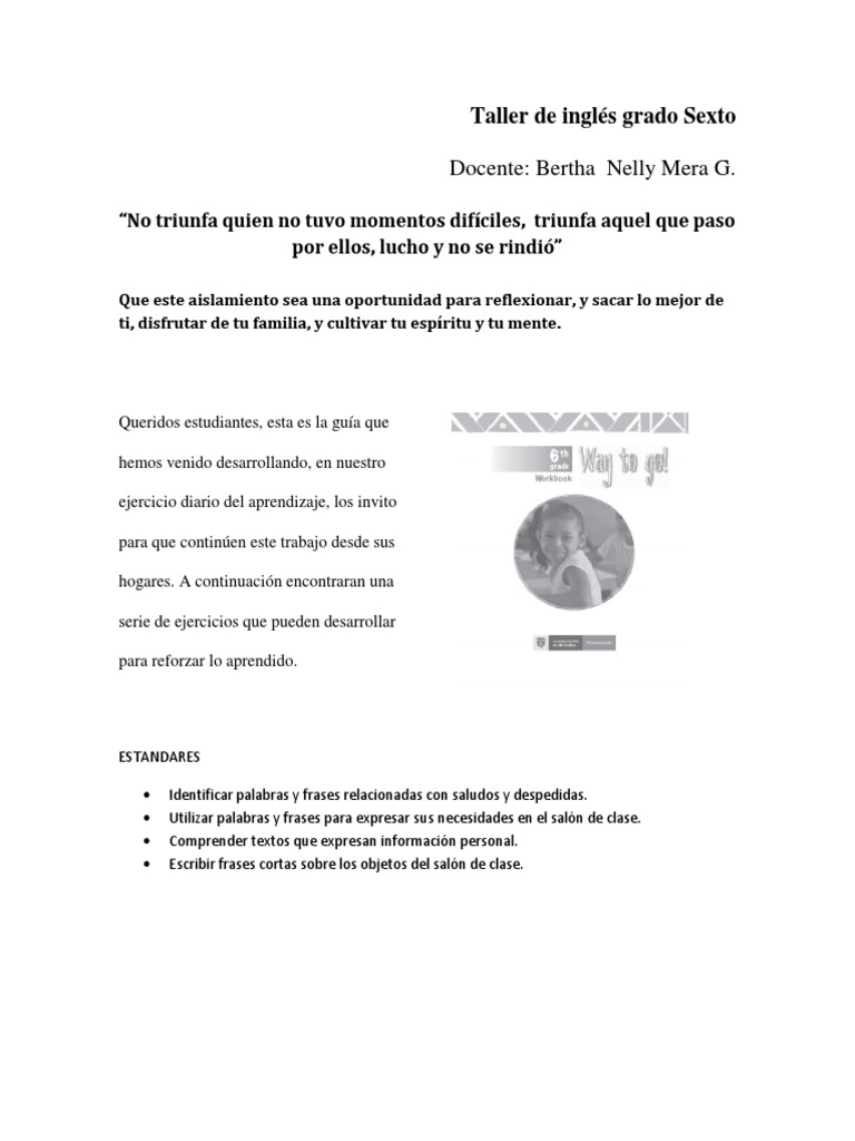 Taller de Inglés Grado Sexto PDF | PDF